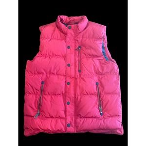 Orvis Puffer Vest Duck Down Vest Mens Medium Full Zip Snap Outdoors Red